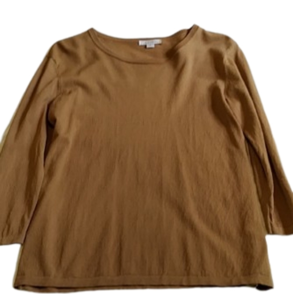 Erin London camel sweater 3/4 Inch Sleeves Women's Size Small Basic Staple Piece